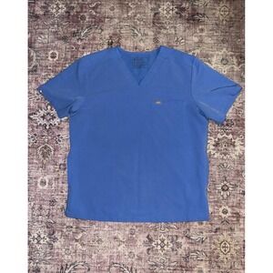 FIGS Leon Scrub Top Mens Large Blue V-Neck Short Sleeve Pocket TM3000 Healthcare